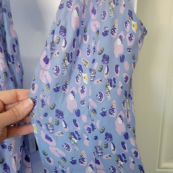 NWT YAS Y.A.S Blue Purple Cropped Jumpsuit Wide Leg Knot Front Zip Back Size 4 - Picture 6 of 14